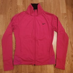 Nike Fit Dry Nylon Spandex Track Full Zip Jacket Sweatshirt Pink Medium